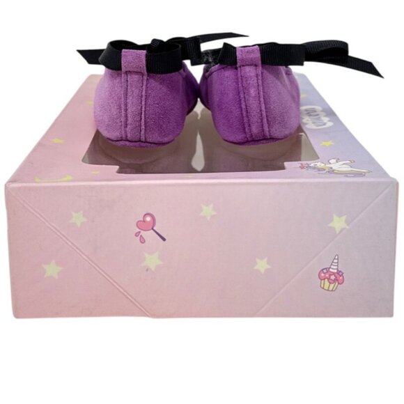 Unicorn Designers Touch by Baby Deer Leather uppers Purple with Black Bow Size 1 - Picture 3 of 6